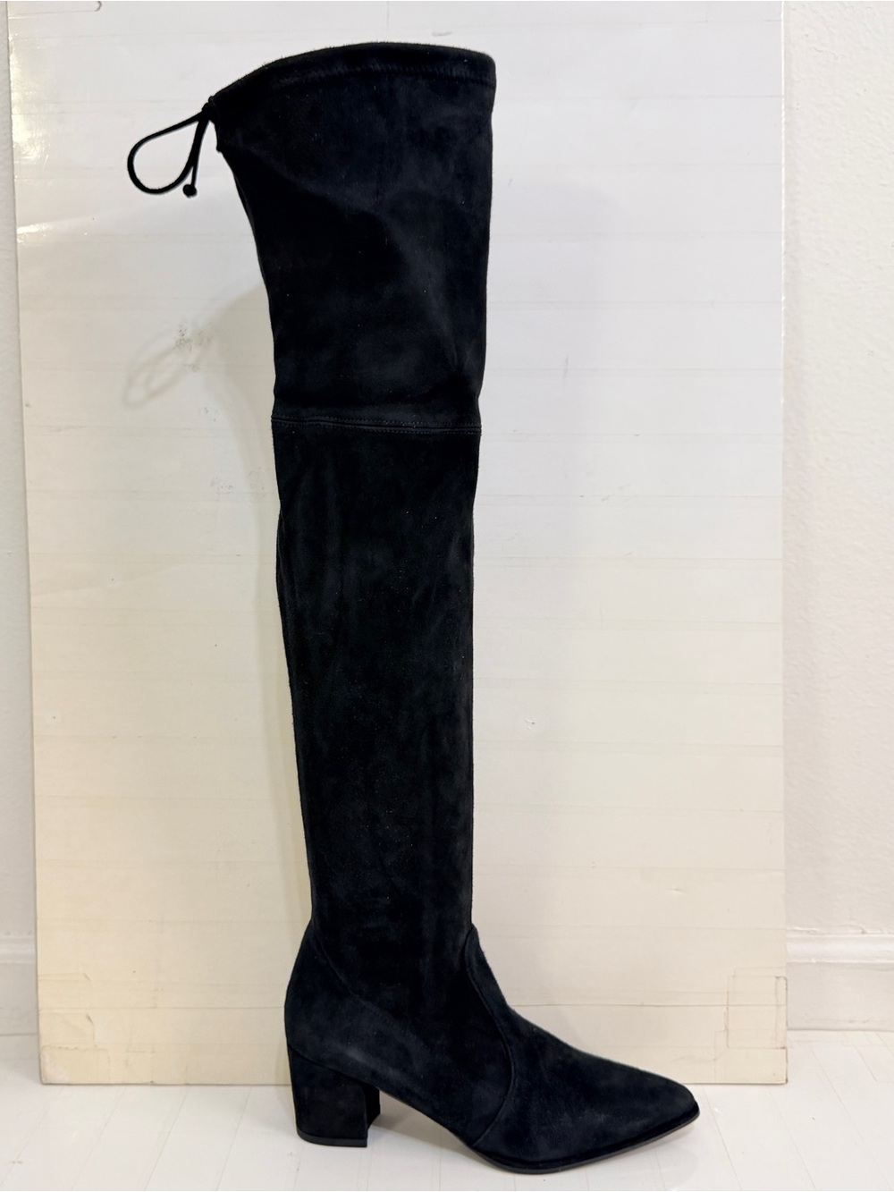 Stuart Weitzman Over The Knee Suede Chunky Heel Boot Black size 6.5 M